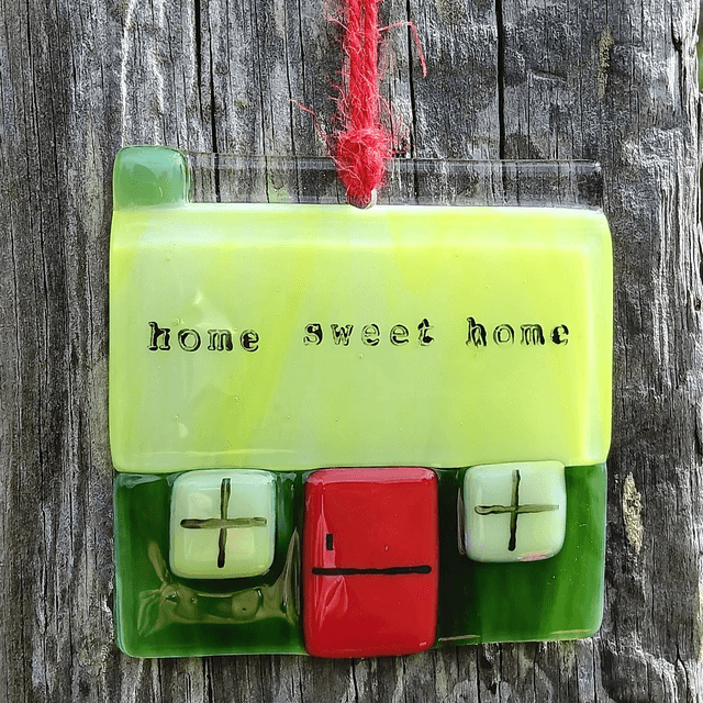 Fused glass Thatched Cottage - 'home sweet home'