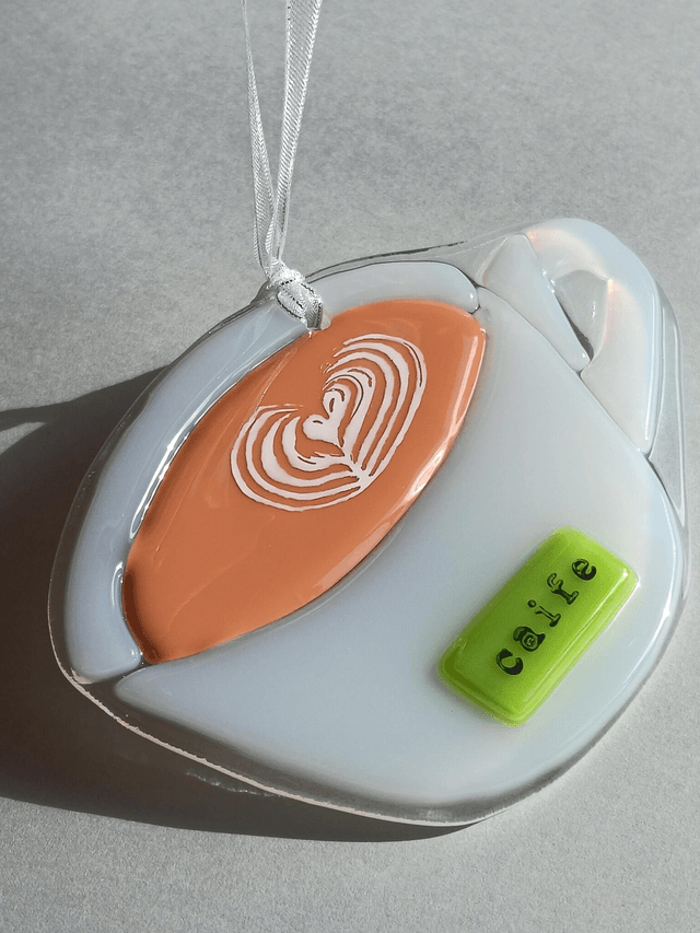 Fused glass Caife Gaelach or Irish Coffee