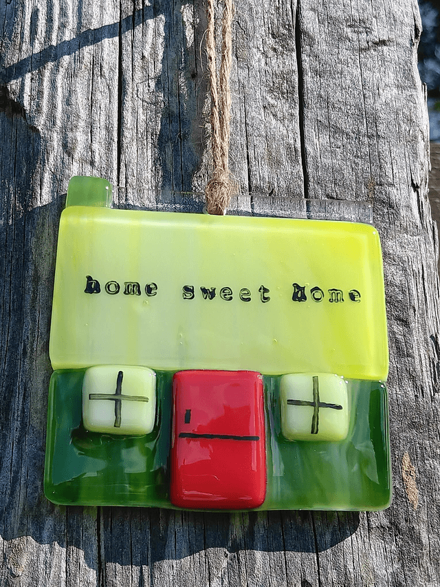 Fused glass Thatched Cottage - 'home sweet home'