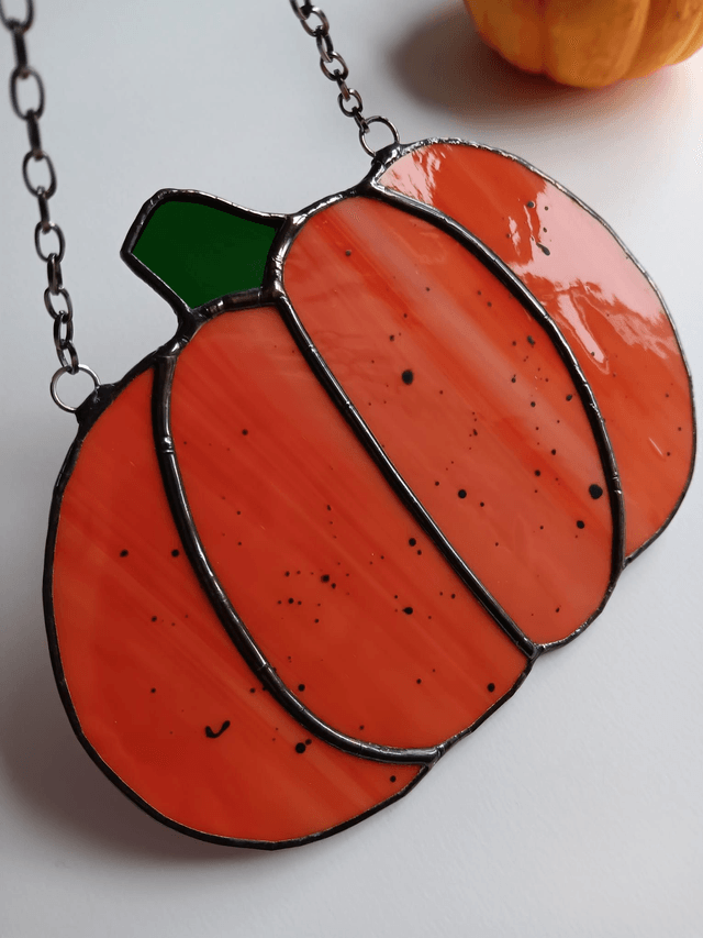 Stained glass hand-painted pumpkin