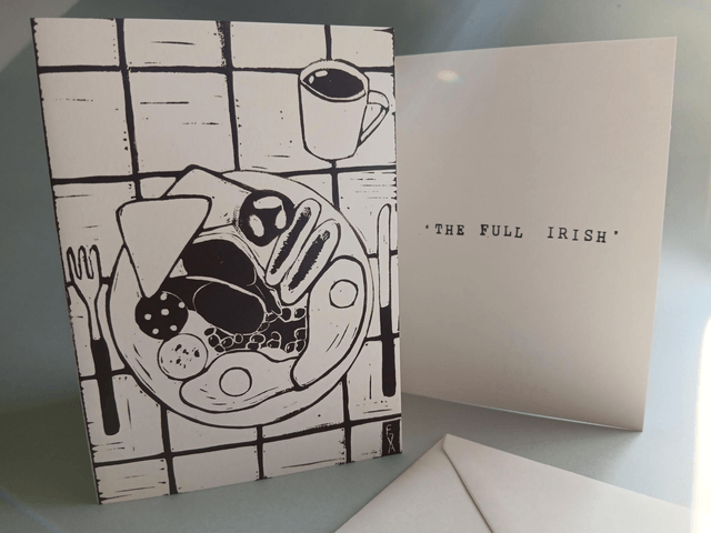 'The Full Irish' lino print card