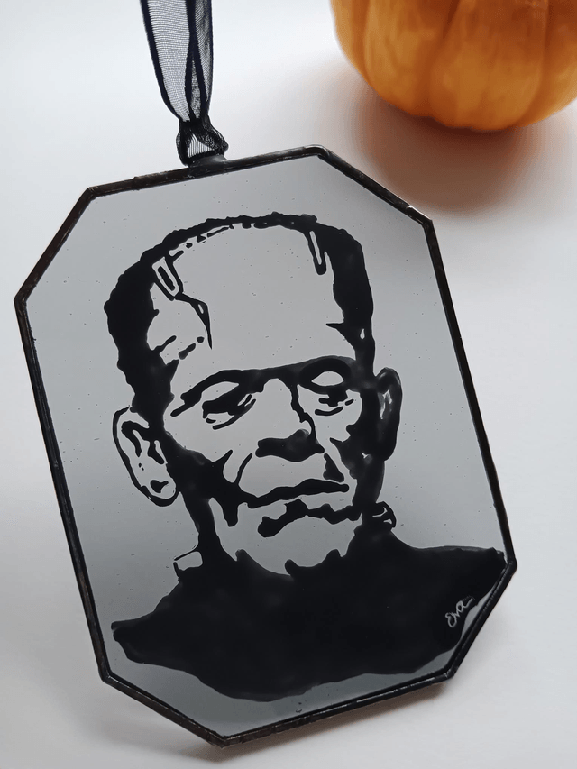 Stained glass gothic Frankenstein's monster portrait