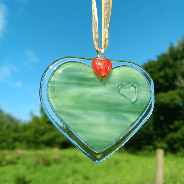 Fused glass Green Heart