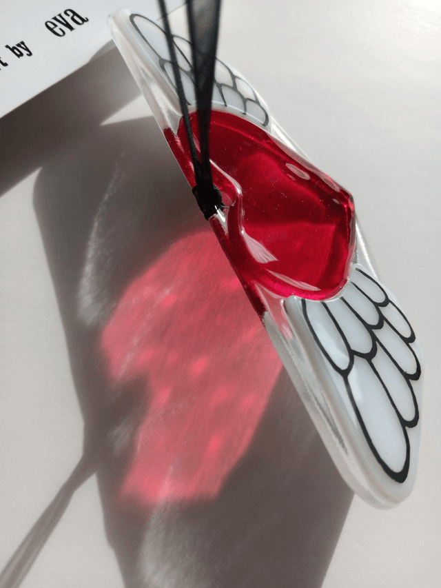Fused glass Winged Heart