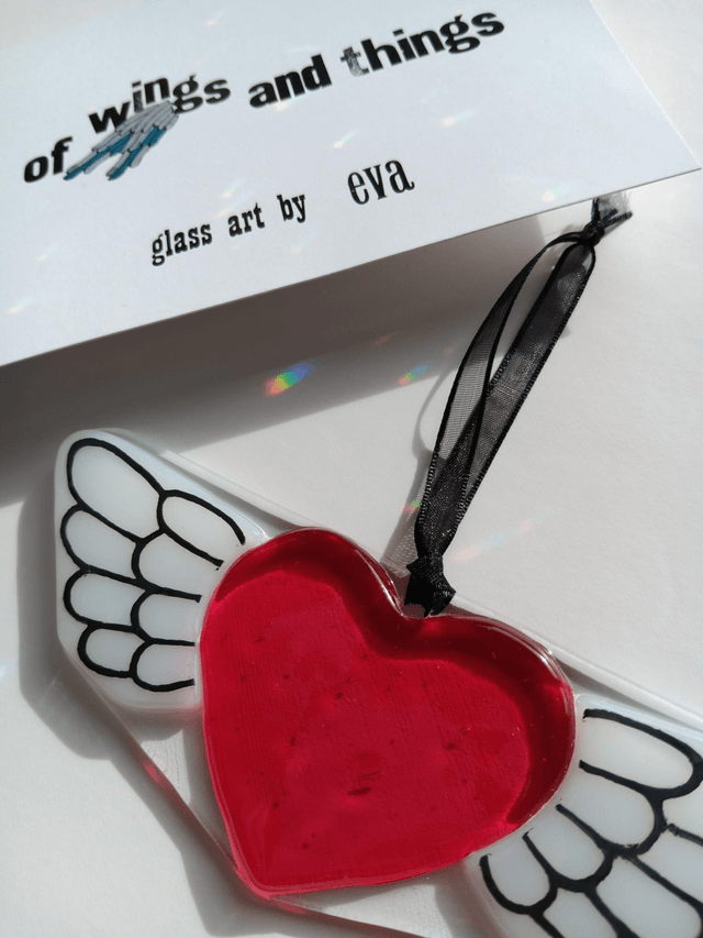 Fused glass Winged Heart