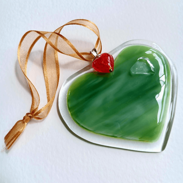 Fused glass Green Heart