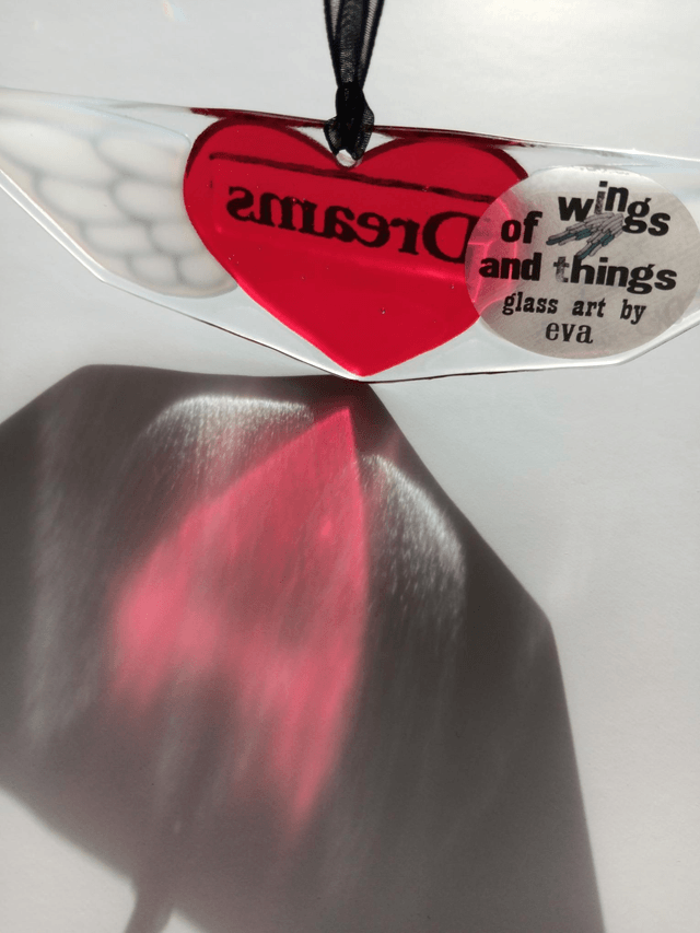 Fused glass Winged Heart