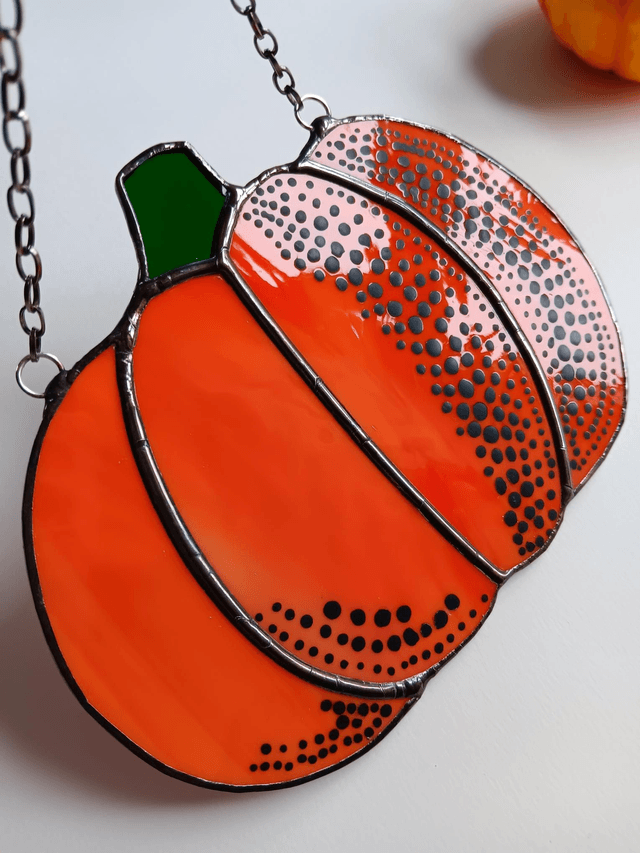 Stained glass hand-painted pumpkin