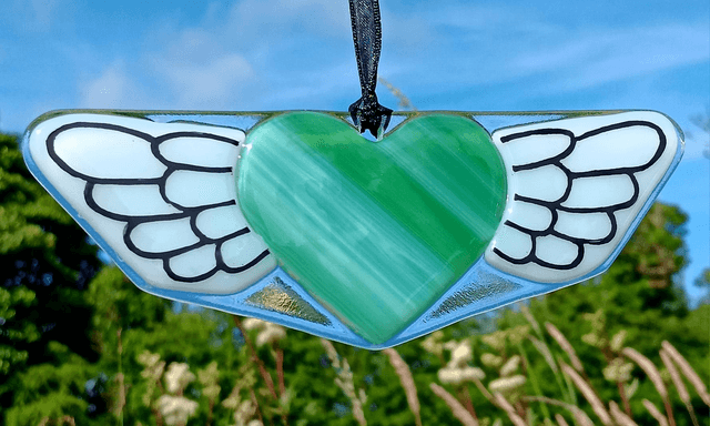 Fused glass Winged Heart