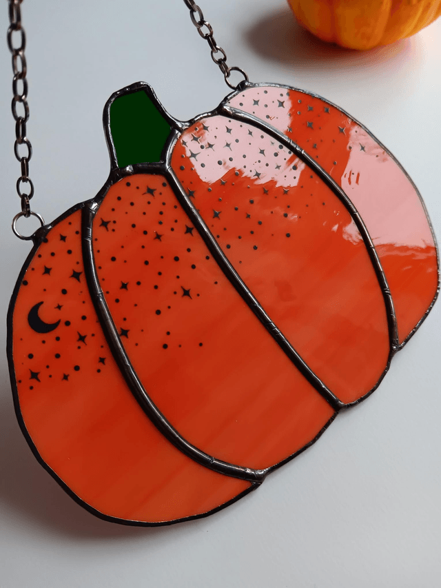 Stained glass hand-painted pumpkin