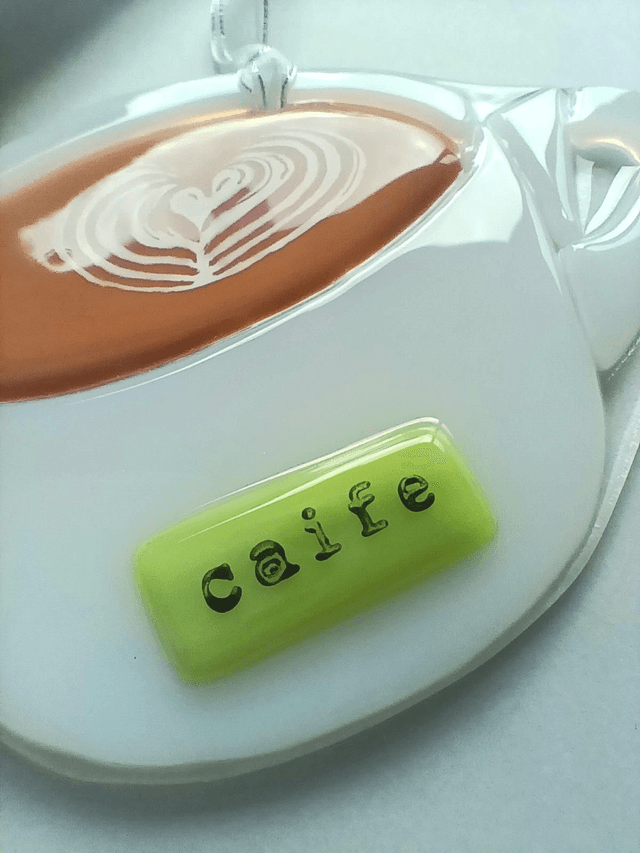 Fused glass Caife Gaelach or Irish Coffee