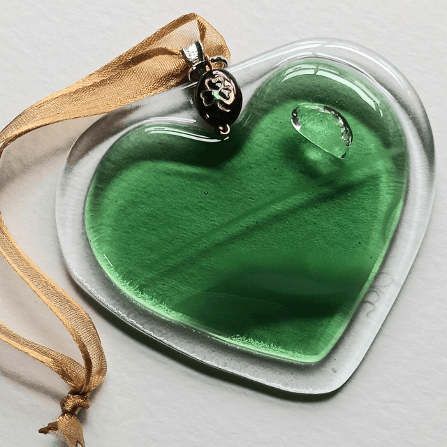 Fused glass Green Heart